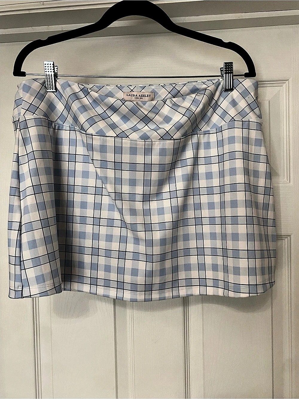 Laura Ashley Plaid Mini Skirt Set in Blue & White Size XL (16) Like New